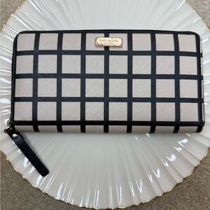 KATE SPADE | Brightwater Drive Neda plaid continental zip leather wallet